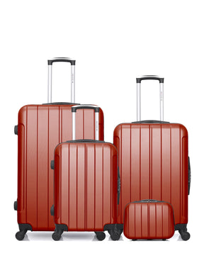 4er-Hartschalenkofferset - Großer Koffer, mittelgroßer Koffer, Handgepäck und Kosmetikkoffer NAPOLI