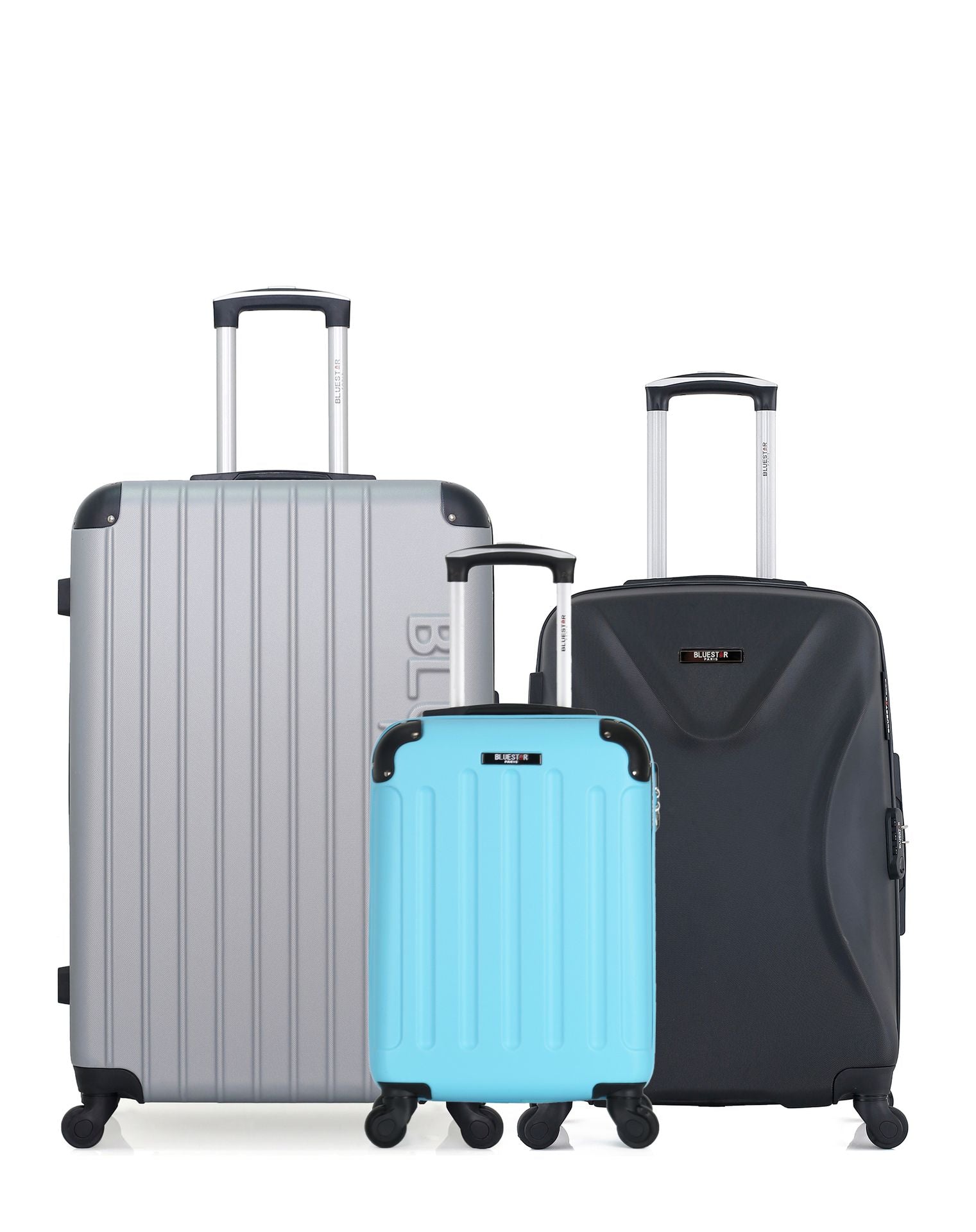 BLUESTAR – 3er-Pack – Großer Koffer BUCAREST, mittelgroßer Koffer GARIBALDI und Handgepäck XS MADRID-E