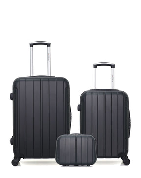 3er-Hartschalenkofferset - Mittelgroßer Koffer, Handgepäck und Kosmetikkoffer NAPOLI