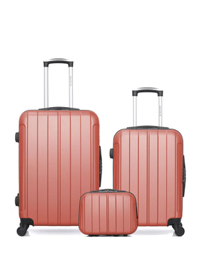 3er-Hartschalenkofferset - Mittelgroßer Koffer, Handgepäck und Kosmetikkoffer NAPOLI